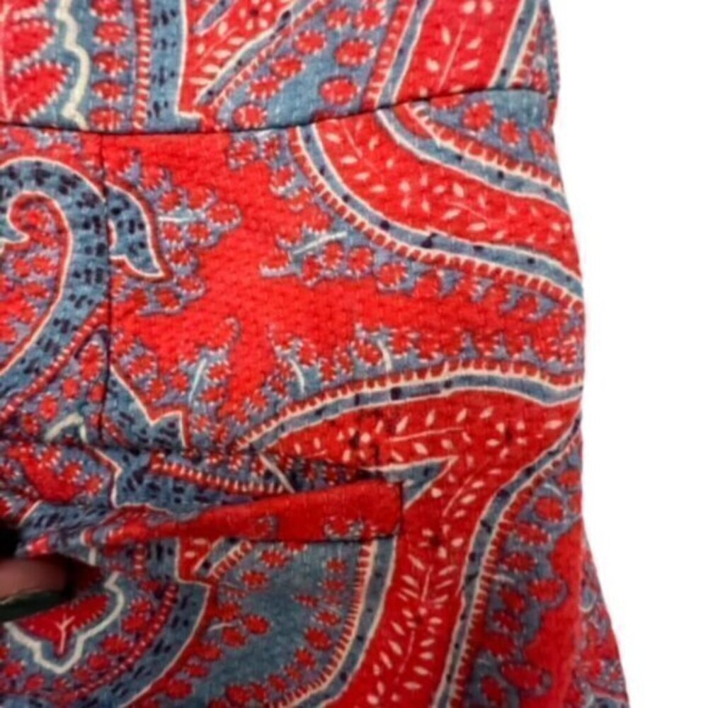 J. Crew No. 2 Pencil Skirt Womens Size 00 Red Blue Paisley STUNNING Preppy Lined - Picture 6 of 14